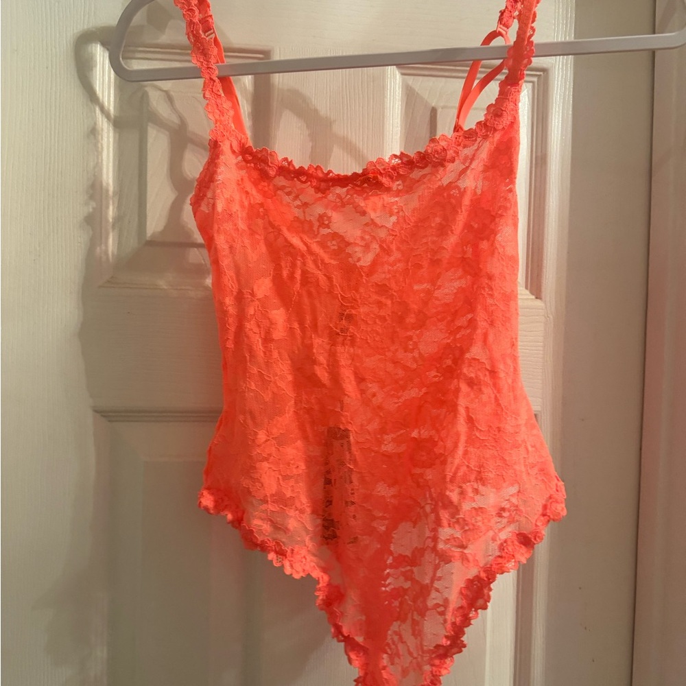 SKIMS Orange Lace Bodysuit